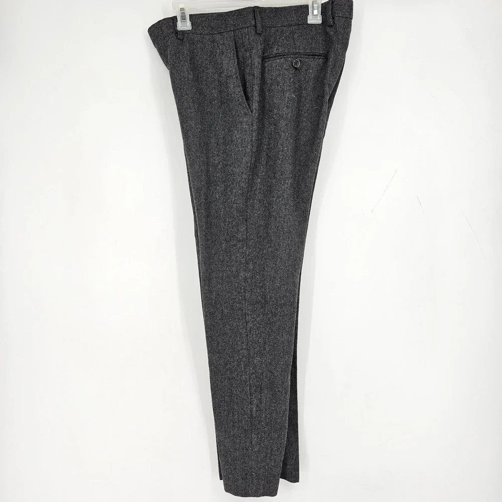 J Crew Bowery Pants Mens 32x32 Gray Wool Polyester Blend Flat Front Casual‎